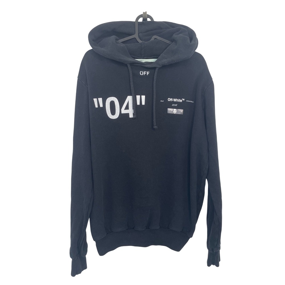 Off-White Men’s Black Graphic Hoodie - "04" Print